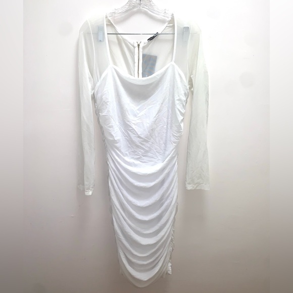 Fashion Nova Ruched White Oh So Fresh Mini Cocktail Dress Size 2X - Picture 2 of 5